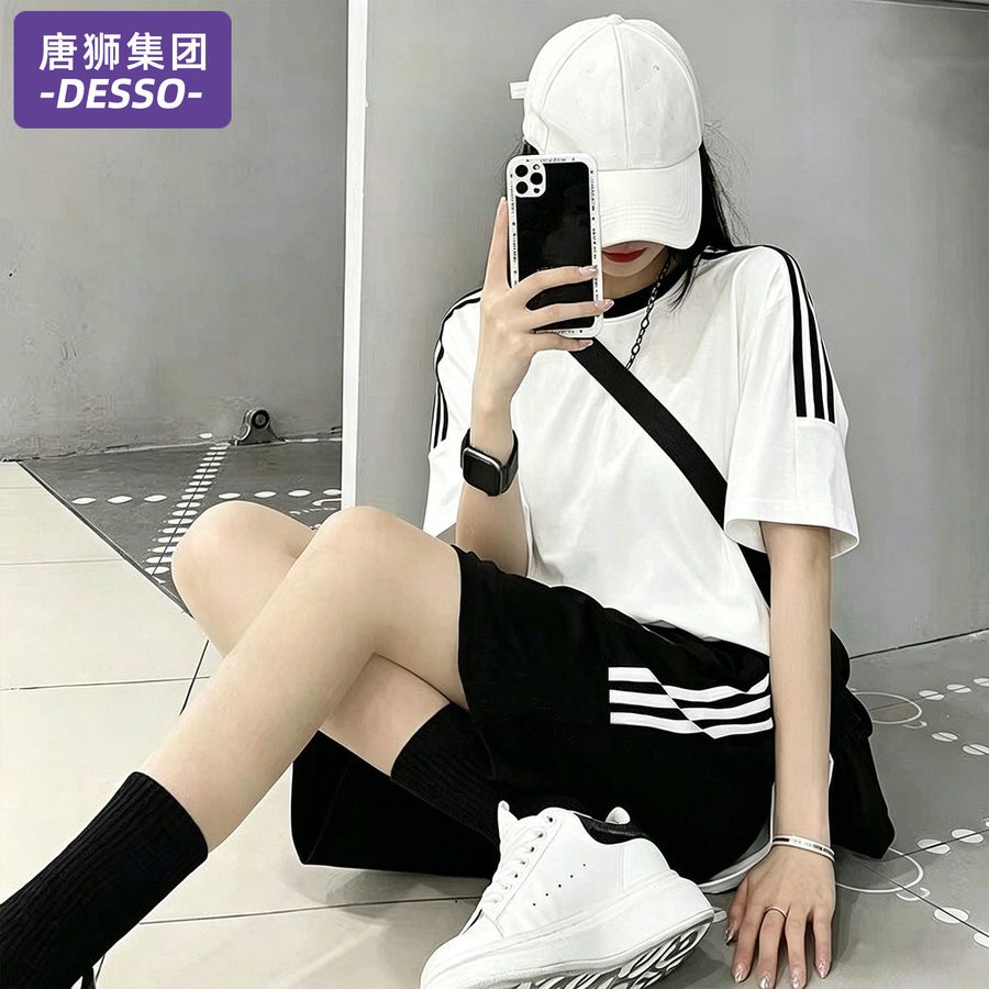 唐狮集团运动套装女款2026新款夏季时尚洋气短袖短裤跑步服两件套